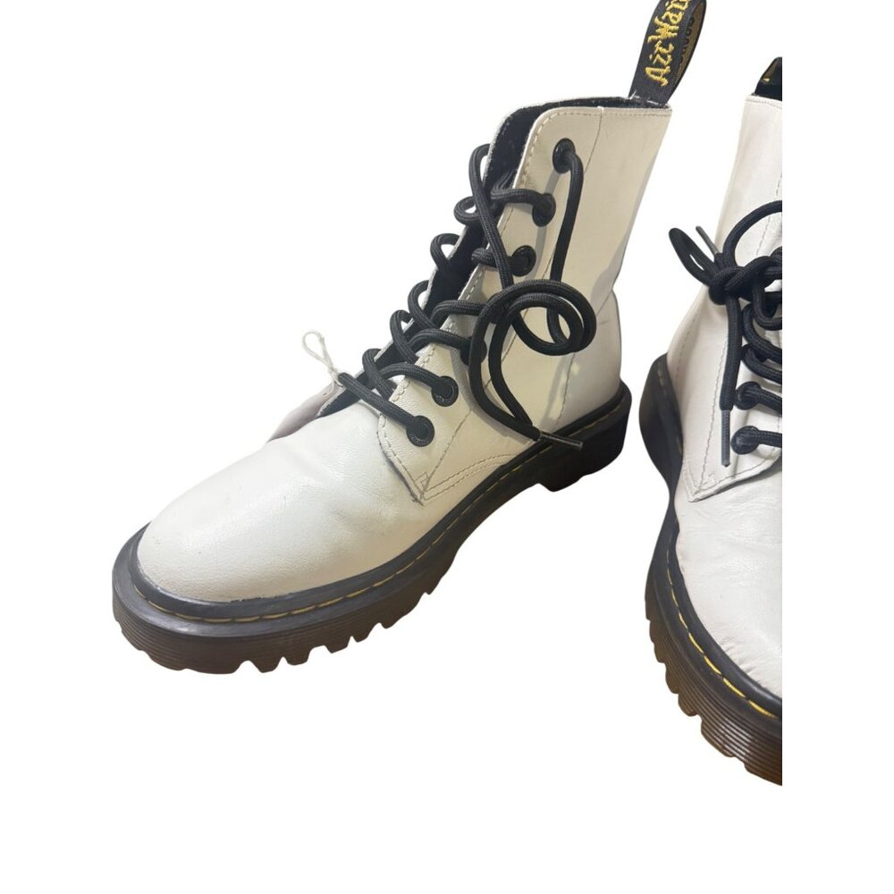Dr. Martens Luana White Leather Lace-Up Ankle Boots With Black  Size  US 7/UK 5 - Picture 12 of 12
